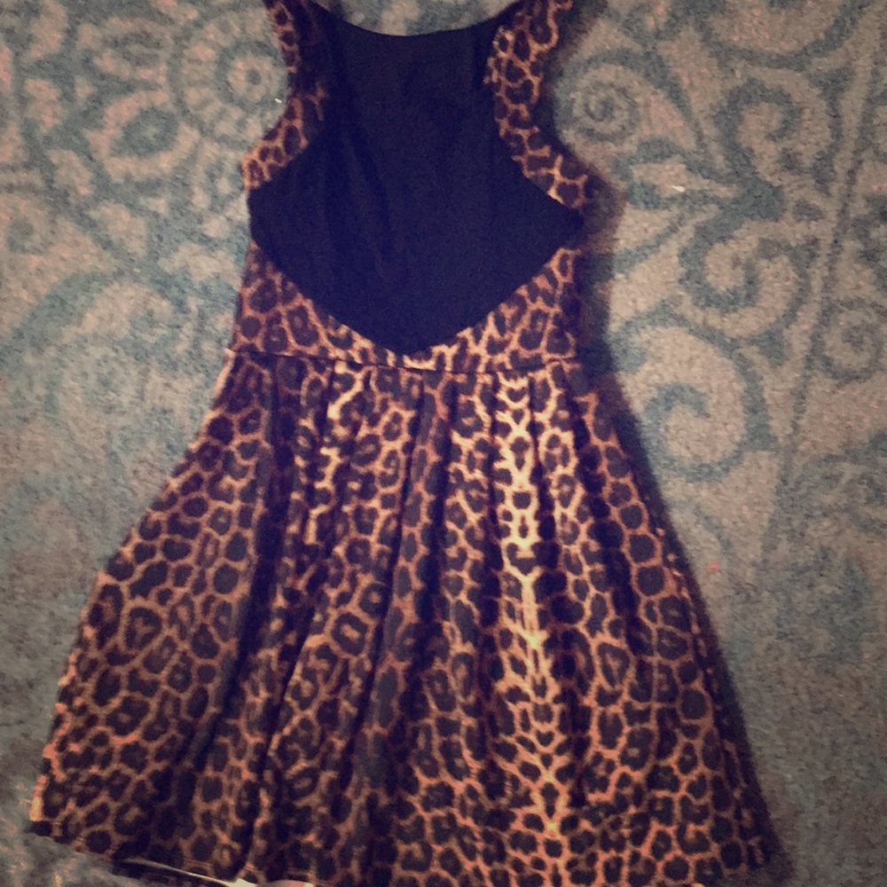 Leopard print a line dress